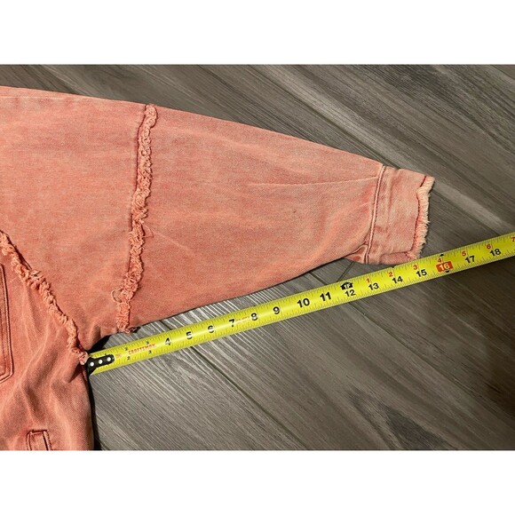 Anthropologie POL Jacket Women’s M Peach Oversized Denim Distressed 3/4 Length - Picture 5 of 10
